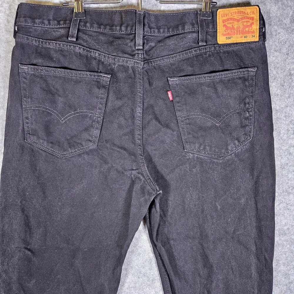 Levis Mens Black 550 Relaxed Fit Denim Jeans Casual Dad 40x34 (actual 40x31.5)